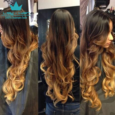 

3 Tones Brazilian Ombre Virgin Hair Body Wave Weft Bundle Deals 100 Human Hair Extensions 1b427 Color