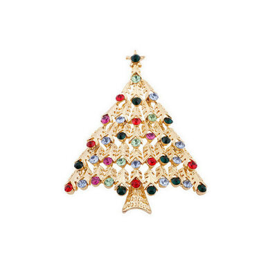 

Yoursfs@ New Year Christmas Tree Brooch Pin Collar Clip Scarf Accessory Jewelry Full Rhinestones Brooches Gift for Women