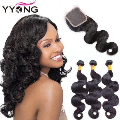 

Brazilian Hair Weave Bundles With Closure 8A Brazillian Virgin Hair Body Wave With Lace Closure YYONG Hair Wholesale Free Shipping