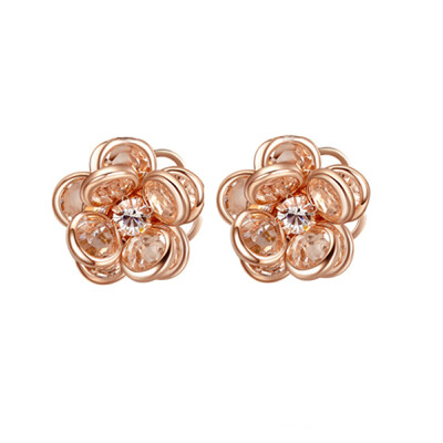 

Yoursfs@ Plum Blossom Rose Gold Color Stud Earrings Jewelry Made with Genuine Austrian Crystal Wholesale