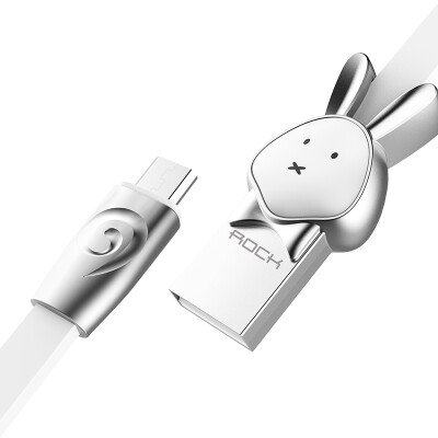 

Locke (ROCK) Andrews data cable zinc alloy cute cartoon rabbit micro charging line for Samsung Huawei millet Meizu phone 1 meter white