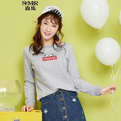 

Semir sweater ladies round neck cap letters long sleeve T-shirt Korean version 12316160007 in the gray l