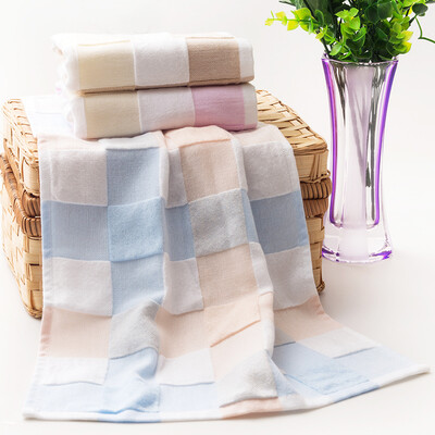 

Fu day jade pure cotton towel plain checked woven fresh summer double gauze towels 3 Pack 30 60 powder blue brown