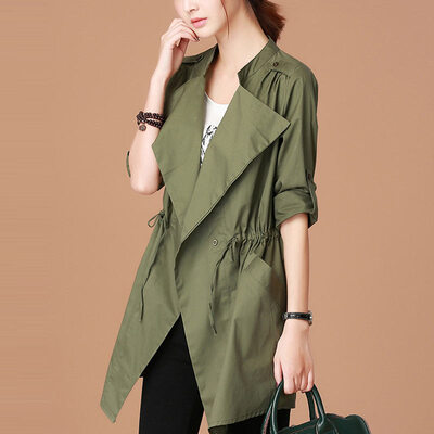 

City plus CITYPLUS 2017 autumn new women&39s literature&leisure relaxed long section of large size women&39s clothing coat jacket CWWT178158 army green