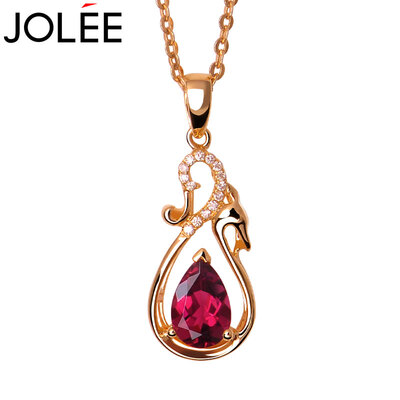

Ю. Lan JOLEE18K красный турмалин розового золота алмазов кулон ключицы цепи корейской версии простой честь его жены, чтобы отправить его подруга подарок красный Размер