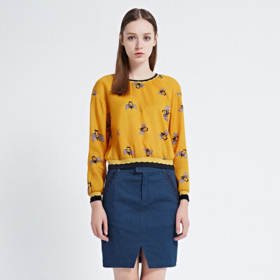 

Blue Lloyd LESIES Женская Пчела Печать Круглый воротник с рукавом с длинным рукавом Верх LS265305 31 Средний Желтый 160 / 84A