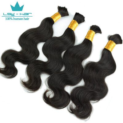 

Russian Virgin Human Bulk Hair Body Wave 10A Wavy Russian Braiding Hair Extension 4pcs Natural Black Russian Bulk Hair no weft