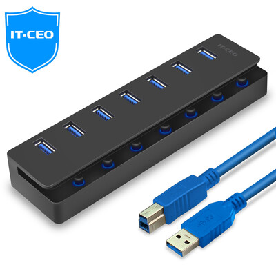 

IT-CEO 7 USB30 splitter high-speed expansion of a drag more than seven interface converter notebook desktop computer HUB hub black W537