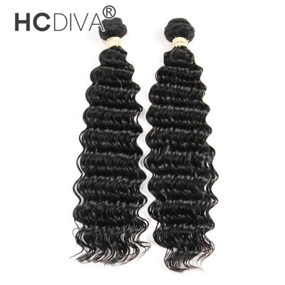 

HCDIVA Brazilian Deep Wave 2 Bundles Grade Unprocessed Human Virgin Hair Deep Wave Weaving Hair Brazilian Hair Weave