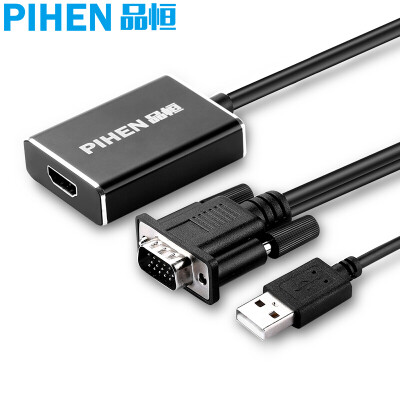 

PIHEN) PH-ZHQ009 VGA to HDMI converter with audio video interface transfer computer connection projector HDMI to VGA interface metal black