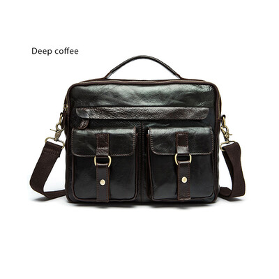 

DALFR Genuine Leather Men Shoulder Bags 16/18 Inch Cowhide Handbags Casual Style Messenger Bags for Men Crazy Horse Leather