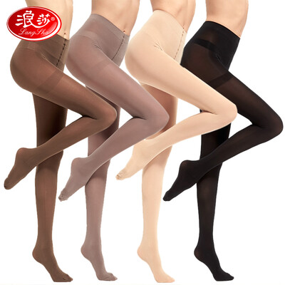 

[Jingdong supermarket] Langsha stockings female spring and autumn through velvet pantyhose high elastic shells sexy bottom socks four pairs of skinned gray two