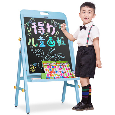 

Deli deli 7899 A frame 1020570mm height adjustable double-sided magnetic student whiteboard childrens drawing board chalk blackboard blue