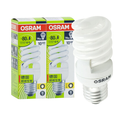 

Супермаркет] [Jingdong OSRAM OSRAM спиральные энергосберегающие лампы 14W теплый белый E27 (2 палочки)