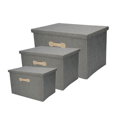 

Tinghao tinghao folding storage box fabric storage box clothing storage box three-piece gray large medium small