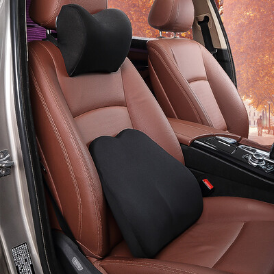 

Arctic velvet Bejirong car headrest lumbar support set car office slow rebound space memory cotton pillow neck pillow set black