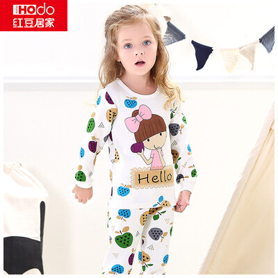 

Red baby home Hodohome children&39s underwear suit boys&girls in the children&39s cotton pajamas autumn clothes pants suit green two 10055