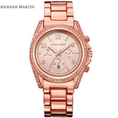 

Women Luxury Brand Hannah Martin Gold Watches Women Full Steel Watches Ladies Dress Watch Elegant Rhinestone Clock