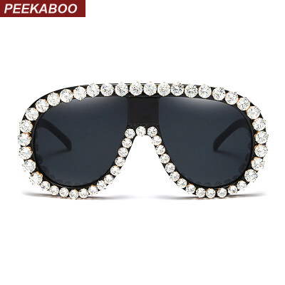 

Peekaboo Big Rhinestone Sunglasses Oversized Women Designers Luxury Party Crystal Sun Glasses for Women Uv400