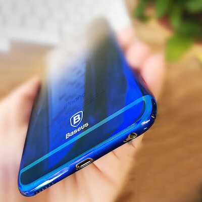 

BASEUS Apple 78 mobile phone case transparent protective cover gradient creative men&women protection hard shell iPhone7 8 safety drop colorful shell 47 inches through the blue