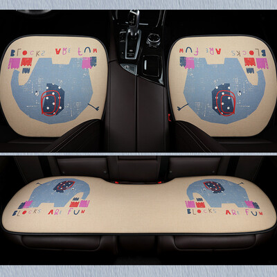 

Purple wind bell cartoon car seat three-piece set of four seasons universal imitation linen no back linen car seat cushion sheetlet small three single-piece four seasons pad elephant