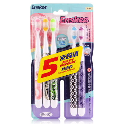 

Enskee Soft Toothbrush 5 Count (color varies)