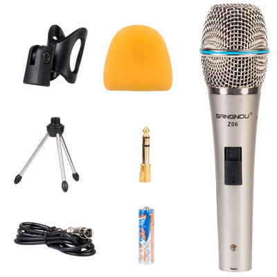 

Double promise Z06 professional moving cable microphone network K song computer speaker loudspeaker silver with triangular bracket microphone battery 65mm adapter