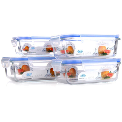 

Jingdong supermarket] Jia Bai lunch box heat-resistant glass crisper 4 sets (1 large 2 in a small