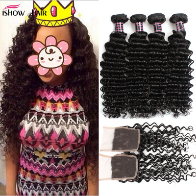 

Good Peruvian Virgin Hair With Closure Deep Wave Human Hair Bundles With Lace Closure Peruvian Virgin Hair 3 Bundles With Closure