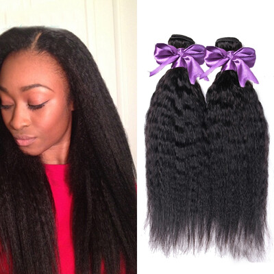 

7A Remy Virgin Peruvian Afro Kinky Straight Human Hair 3bundles Italian Coarse Yaki Bundles no shedding