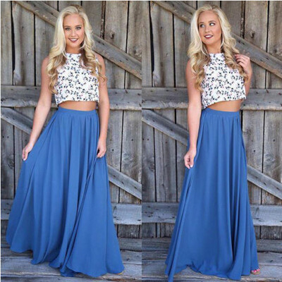 

CANIS@Women Long Skirt New Fashion Bohemian Beach Pleated Skirt Summer Long Dress