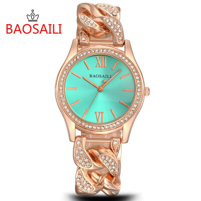 

BAOSAILI Multi-Color Ladies Cool Case Luxury Full Diamond Girls Dress Gift Clock Sexy Charm Womans Bracelet