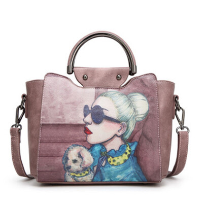 

2017 new leather trendy printing ladies handbag large capacity portable shoulder bag fashion lady Messenger bag