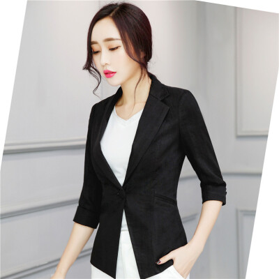 

Women Linen Half Sleeve Blaser 2017 New Elegant Casual Candy Color Single Button Plus Size Work Blazer Office Jacket Pink/White