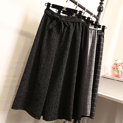 

Women's woolen trousers autumn and winter thickening high waist loose loose nine points wide leg pants