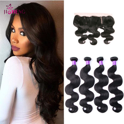 

Brazilian Virgin Hair Body Wave 8A Grade Unprocessed Virgin Brazilian Human Hair 4 Bundles 400g With 134 Lace Frontal Hair