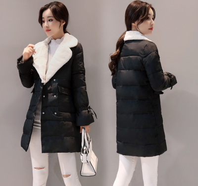 

2017 winter cotton women in the long section of the Korean version of the thickening of warm down feathers cotton lambskin lap lar