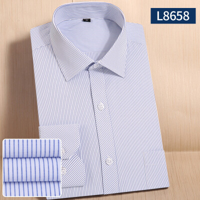 

Business Gentleman Men Middle Age Long Sleeve Shirt Spring Stripe