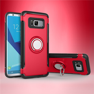 

Fecoprior Back Cover For Samsung Galaxy S8 Plus Case Car Holder Stand Hard PC Silicon Ring Suction Bracket Celulars