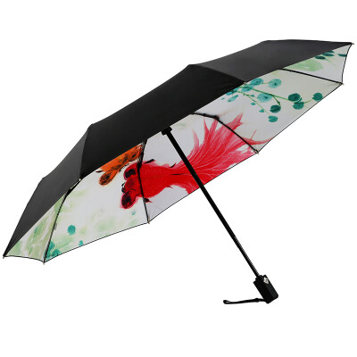 

Paradise umbrella self-opening UPF50 full blackout hit black plastic 30 clear umbrella 31843E fish jump people happy