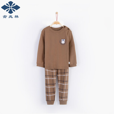 

Yu Zhaolin children&39s cotton underwear set boys&girls home service in the big children Qiuqiu Qiu YH57T0790 small badge brown 120