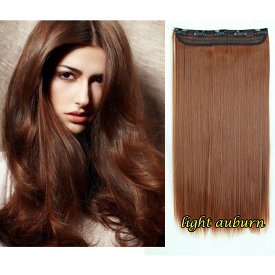 

23 Synthetic Fiber Hairpiece Clips in on Hair Extension 1 Piece 5 Clips Straight