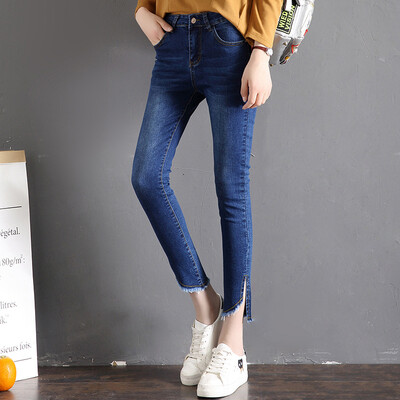 

City plus CITYPLUS 2017 autumn new women&39s art wild bifurcated fried nine feet feet pants stretch jeans CWKN178467 dark blue 29