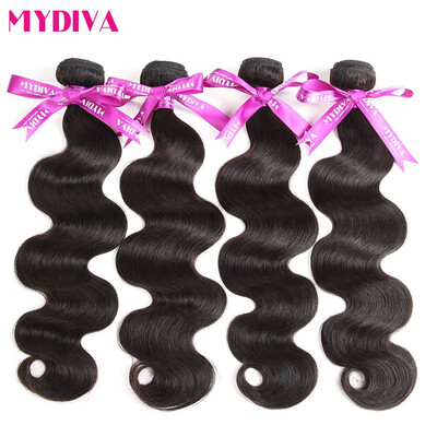 

Mydiva Brazilian Virgin Hair Body Wave 4 Bundles 100 Unprocessed Virgin Human Hair Weave Extensions Natural Color