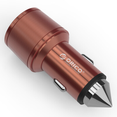 

ORICO UCI-2U Aluminum 2 Ports 5V24 MAX Output 155W Mini Portable USB Travel Charger Also A Safety Hammer - SilverGoldenBrown