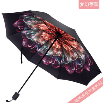 

Cntomlv Sun umbrella double sun umbrella sun shade UV light small black glue three fold Korean