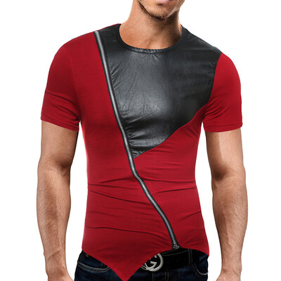 

Male 2017 Brand Short Sleeve Straight Zipper T Shirt O-Neck Slim Men T-Shirt Tops Fashion Mens Tee Shirt T Shirts 2XL