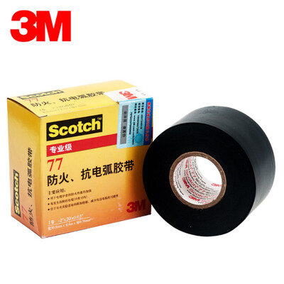 

3M 77 Fire&arc resistant tape auto repair home improvement insulation electrical tape fire insulation flame retardant black tape black 508mm × 6m × 076mm single