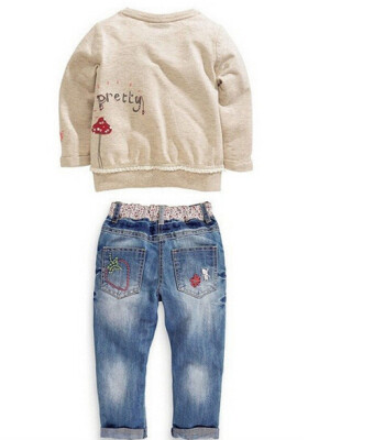 

Cute kids Baby Girls Tops + Jeans Denim Pants Set Outfits Spring Autumn Clothing