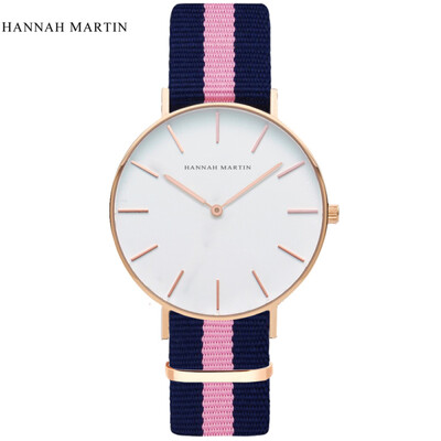 

HANNAH MARTIN Fashion Women Casual Nylon Watch Female Clock Top Brand Mens Sport Watches Simple Trendy Clock